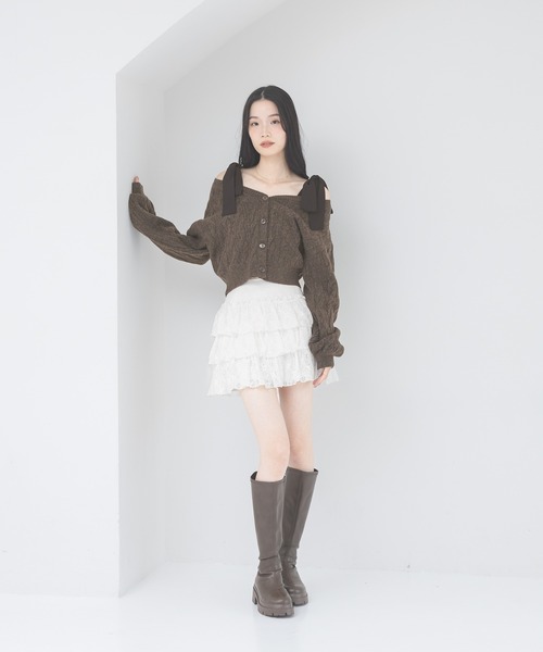 Heather（ヘザー）の「レース切り替えフリルミニスカート　590759（スカート・レディース・ブラック/オフホワイト/ブラウン・S/M）」の18枚目の写真