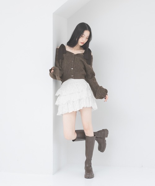 Heather（ヘザー）の「レース切り替えフリルミニスカート　590759（スカート・レディース・ブラック/オフホワイト/ブラウン・S/M）」の20枚目の写真