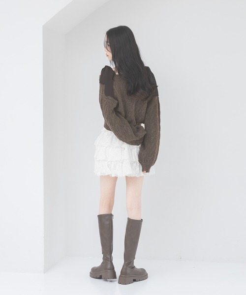 Heather（ヘザー）の「レース切り替えフリルミニスカート　590759（スカート・レディース・ブラック/オフホワイト/ブラウン・S/M）」の21枚目の写真