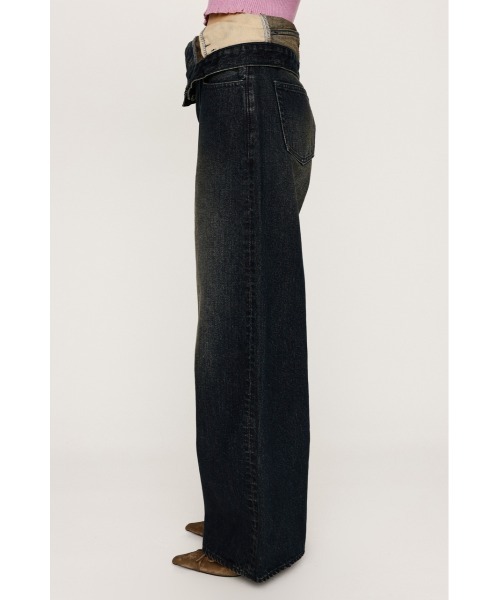 SLY（スライ）の「LAYERED STRAIGHT DENIM PT レイヤード ストレート デニムパンツ（デニムパンツ・レディース・ダークブルー/ライトブルー・0/1/2）」の8枚目の写真