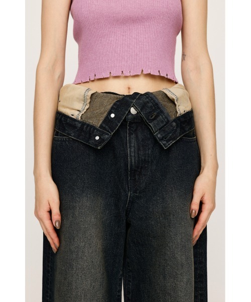 LAYERED STRAIGHT DENIM PT レイヤード ストレート デニムパンツ