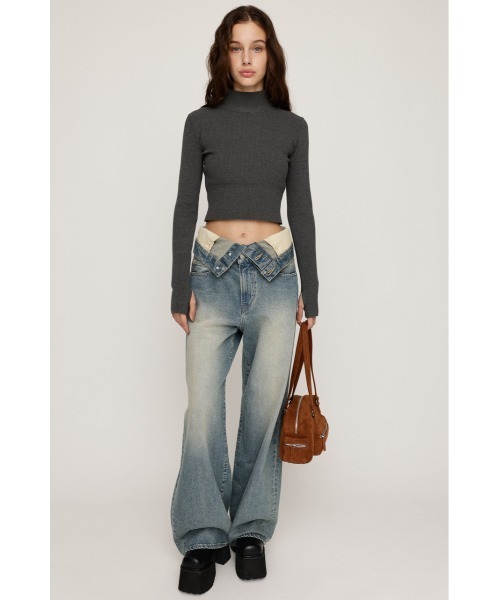 SLY（スライ）の「LAYERED STRAIGHT DENIM PT レイヤード ストレート デニムパンツ（デニムパンツ・レディース・ダークブルー/ライトブルー・0/1/2）」の19枚目の写真