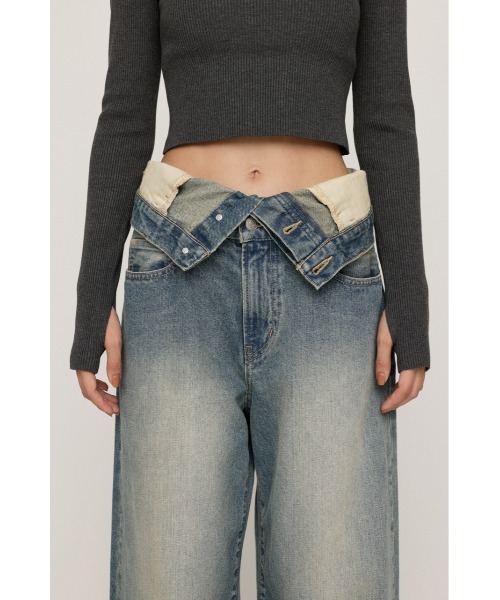 SLY（スライ）の「LAYERED STRAIGHT DENIM PT レイヤード ストレート デニムパンツ（デニムパンツ・レディース・ダークブルー/ライトブルー・0/1/2）」の21枚目の写真