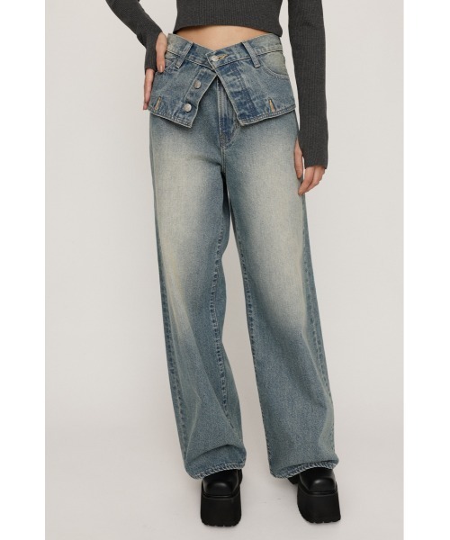 LAYERED STRAIGHT DENIM PT レイヤード ストレート デニムパンツ