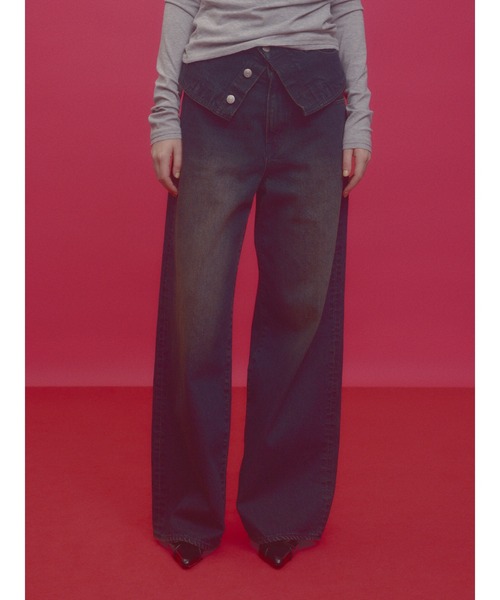 LAYERED STRAIGHT DENIM PT レイヤード ストレート デニムパンツ