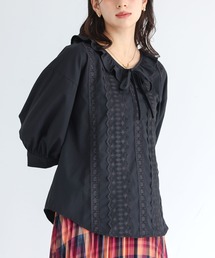 七分袖 Vネック」に該当するトップス(ブラック/黒色系)ファッション 七分袖 Vネック」に該当するトップス(ブラック/黒色系)ファッション