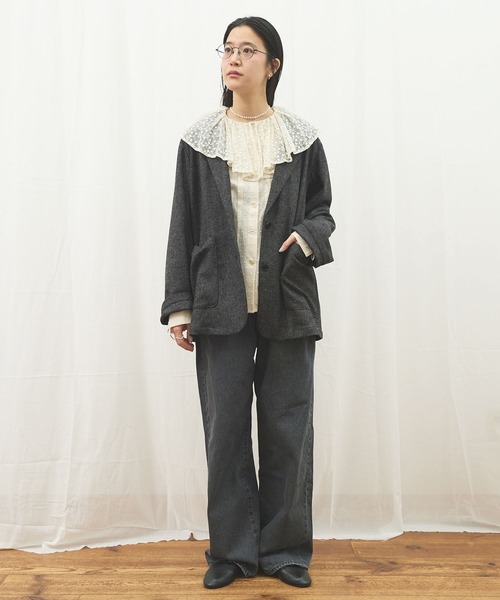 fig Ｌondon（フィグロンドン）の「_WOOL TWEED jacket（テーラードジャケット・レディース・グレー/ブラック・FREE）」の16枚目の写真