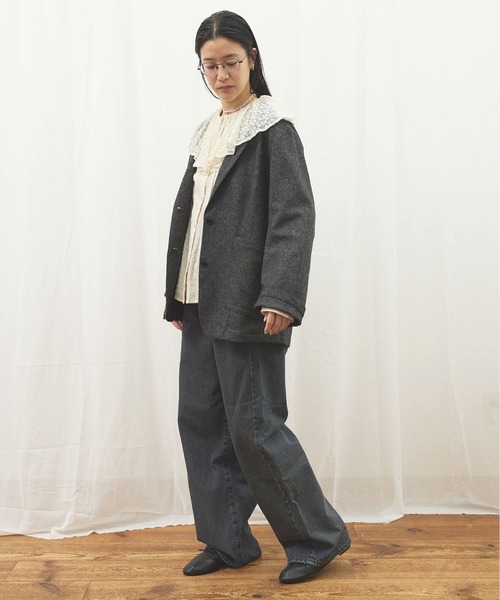 fig Ｌondon（フィグロンドン）の「_WOOL TWEED jacket（テーラードジャケット・レディース・グレー/ブラック・FREE）」の17枚目の写真