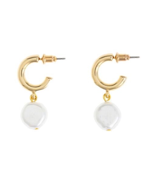 LAGUNAMOON(ラグナムーン)の「LADYフェイクパールフープピアス(ピアス(両耳用)・レディース・シルバー/ゴールド・FREE)」の6枚目の写真