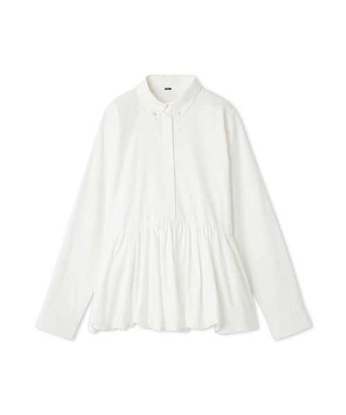セール】釦ダウン裾バルーンペプラムシャツ（シャツ/ブラウス）｜Mila