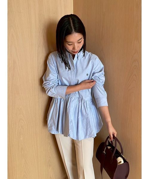 釦ダウン裾バルーンペプラムシャツ（シャツ/ブラウス）｜Mila Owen  