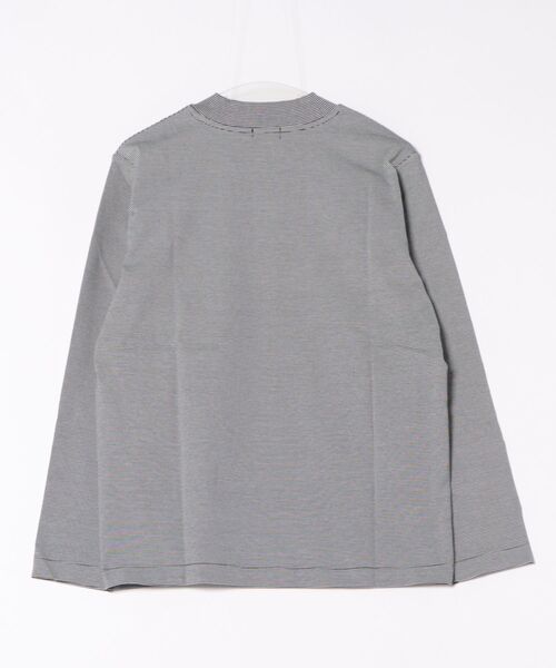 TAKA-Q(タカキュー)の「Tシャツ メンズ 長袖 ストレッチ 綿 コットン ボーダー シルケット スムス モックネック ドレスT(Tシャツ/カットソー・メンズ・ホワイト×ブラック/ブラウン・S/MEDIUM/LARGE/X-LARGE)」の3枚目の写真