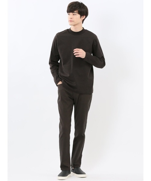 TAKA-Q(タカキュー)の「Tシャツ メンズ 長袖 ストレッチ 綿 コットン ボーダー シルケット スムス モックネック ドレスT(Tシャツ/カットソー・メンズ・ホワイト×ブラック/ブラウン・S/MEDIUM/LARGE/X-LARGE)」の15枚目の写真