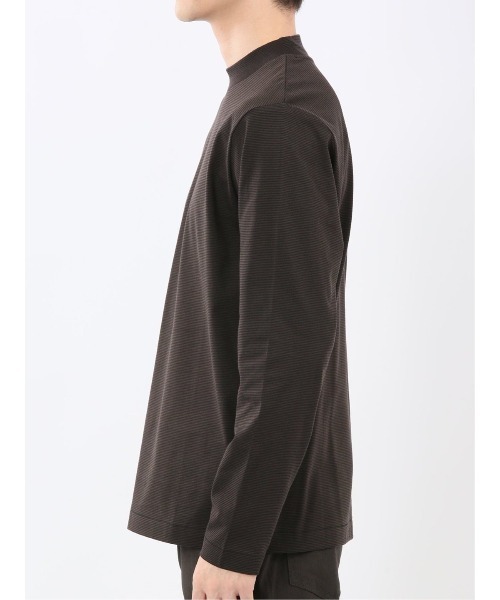 TAKA-Q(タカキュー)の「Tシャツ メンズ 長袖 ストレッチ 綿 コットン ボーダー シルケット スムス モックネック ドレスT(Tシャツ/カットソー・メンズ・ホワイト×ブラック/ブラウン・S/MEDIUM/LARGE/X-LARGE)」の17枚目の写真