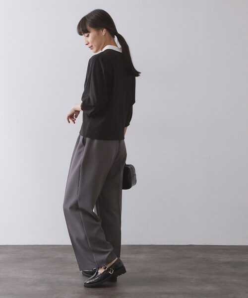 OPAQUE.CLIP（オペークドットクリップ）の「襟付きドルマントップス【洗濯機OK】（Tシャツ/カットソー・レディース・ネイビー/ライトベージュ/ブラック・38/40）」の8枚目の写真