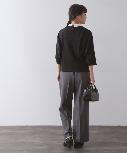 OPAQUE.CLIP（オペークドットクリップ）の「襟付きドルマントップス【洗濯機OK】（Tシャツ/カットソー・レディース・ネイビー/ライトベージュ/ブラック・38/40）」の9枚目の写真