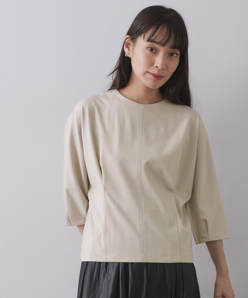 OPAQUE.CLIP（オペークドットクリップ）の「襟付きドルマントップス【洗濯機OK】（Tシャツ/カットソー・レディース・ネイビー/ライトベージュ/ブラック・38/40）」の12枚目の写真