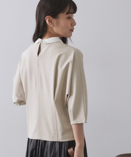 OPAQUE.CLIP（オペークドットクリップ）の「襟付きドルマントップス【洗濯機OK】（Tシャツ/カットソー・レディース・ネイビー/ライトベージュ/ブラック・38/40）」の14枚目の写真