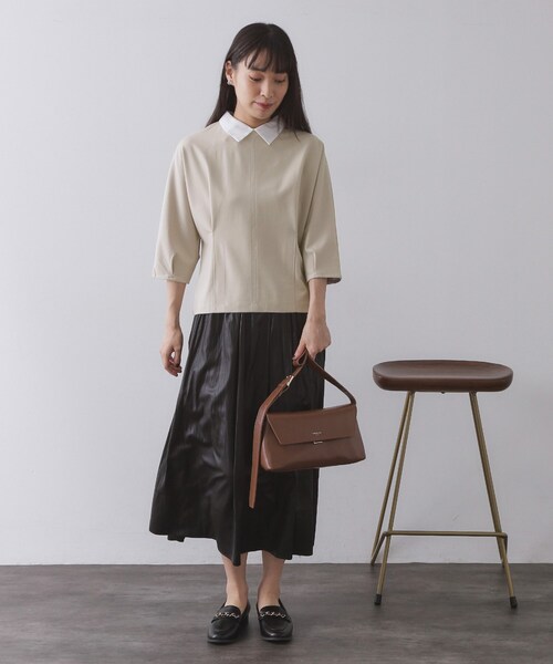 OPAQUE.CLIP（オペークドットクリップ）の「襟付きドルマントップス【洗濯機OK】（Tシャツ/カットソー・レディース・ネイビー/ライトベージュ/ブラック・38/40）」の15枚目の写真