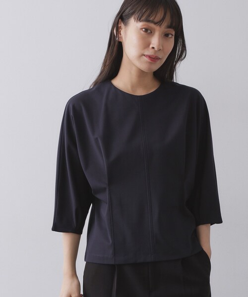 OPAQUE.CLIP（オペークドットクリップ）の「襟付きドルマントップス【洗濯機OK】（Tシャツ/カットソー・レディース・ネイビー/ライトベージュ/ブラック・38/40）」の19枚目の写真