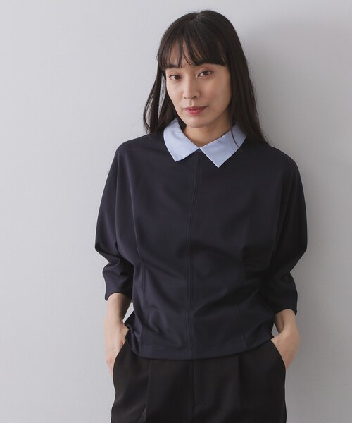 OPAQUE.CLIP（オペークドットクリップ）の「襟付きドルマントップス【洗濯機OK】（Tシャツ/カットソー・レディース・ネイビー/ライトベージュ/ブラック・38/40）」の20枚目の写真