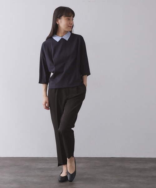 OPAQUE.CLIP（オペークドットクリップ）の「襟付きドルマントップス【洗濯機OK】（Tシャツ/カットソー・レディース・ネイビー/ライトベージュ/ブラック・38/40）」の22枚目の写真