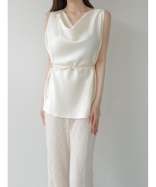 cowl neck satin tank