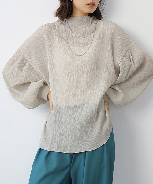 ONEP STAR(ワンピスター)の「パフスリーブシアーブラウス(シャツ/ブラウス・レディース・ミント/オリーブ/アイボリー/ブラック・MEDIUM)」の13枚目の写真