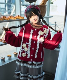 カーディガン/ボレロ（レッド/赤色系・リボン）ファッション通販