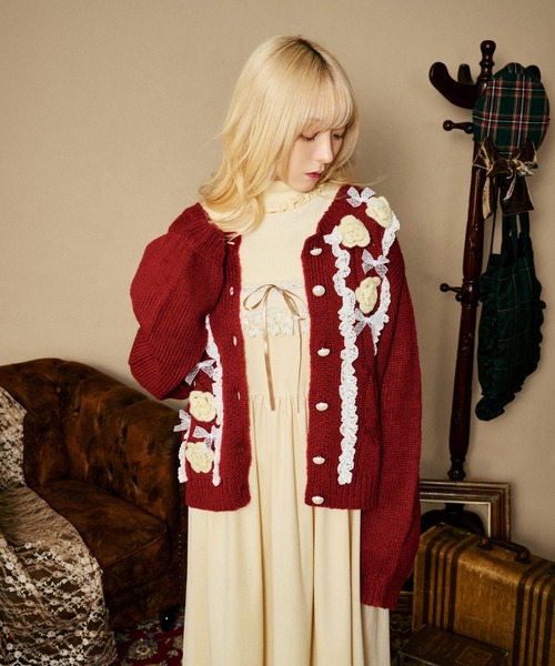 kutir（クティール）の「【クティールとレトロ】レースフラワーカーディガン（カーディガン/ボレロ・レディース・アイボリー/レッド/ネイビー/ブラウン・FREE）」の16枚目の写真