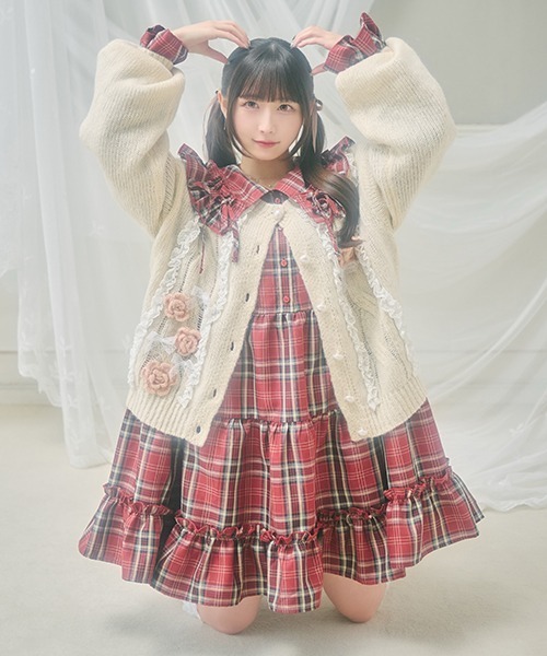 kutir（クティール）の「【クティールとレトロ】レースフラワーカーディガン（カーディガン/ボレロ・レディース・アイボリー/レッド/ネイビー/ブラウン・FREE）」の6枚目の写真