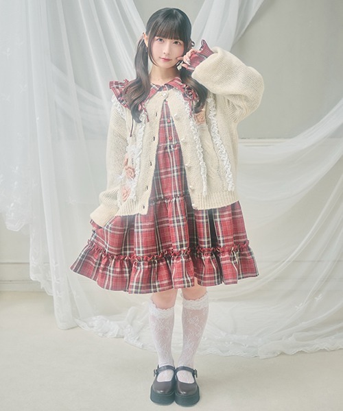 クティールとレトロ】レースフラワーカーディガン（カーディガン