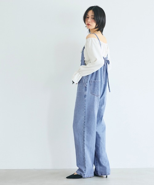 coca（coca）（コカ）の「【WEB限定セール】デニムサロペット（サロペット/オーバーオール・レディース・ライトブルー・M/L）」の4枚目の写真