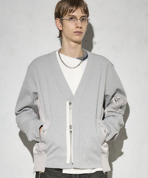 Maison ULA（メゾンウラ）の「【Maison ULA】メッシュカーディガン（カーディガン/ボレロ・メンズ・ブラック/グレー・1/2）」の2枚目の写真