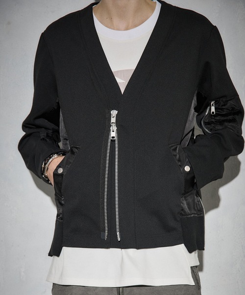Maison ULA（メゾンウラ）の「【Maison ULA】メッシュカーディガン（カーディガン/ボレロ・メンズ・ブラック/グレー・1/2）」の10枚目の写真