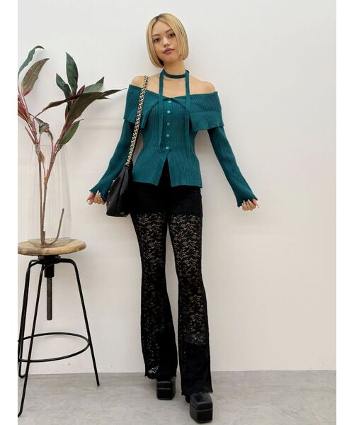 EVRIS(エヴリス)の「チョーカーオフショルニットトップス(ニット/セーター・レディース・ブラック/グリーン/レッド・FREE)」の21枚目の写真