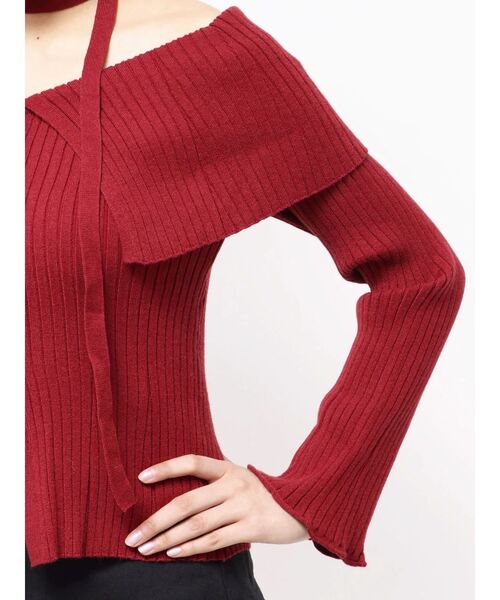 EVRIS(エヴリス)の「チョーカーオフショルニットトップス(ニット/セーター・レディース・ブラック/グリーン/レッド・FREE)」の16枚目の写真