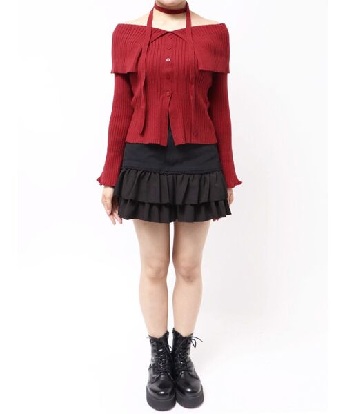 EVRIS(エヴリス)の「チョーカーオフショルニットトップス(ニット/セーター・レディース・ブラック/グリーン/レッド・FREE)」の11枚目の写真