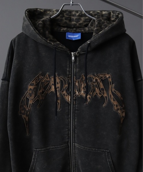 SEQUENZ（シークエンズ）の「【SEQUENZ（シークエンズ）】APPLIQUE APPLIQUE ZIP/P/K（パーカー・メンズ・レオパード/ブラック・S/M/L）」の22枚目の写真