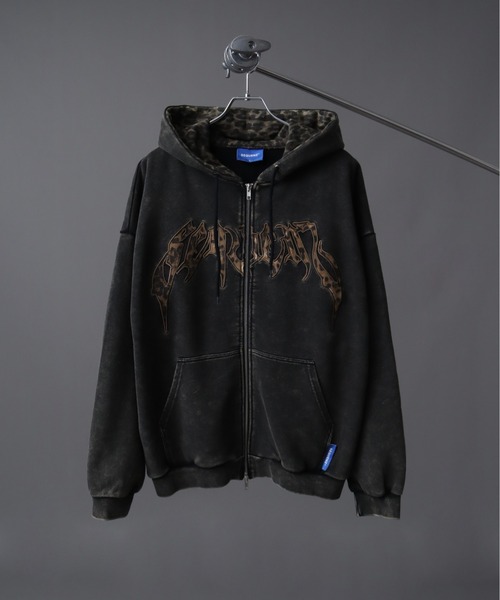 SEQUENZ（シークエンズ）の「【SEQUENZ（シークエンズ）】APPLIQUE APPLIQUE ZIP/P/K（パーカー・メンズ・レオパード/ブラック・S/M/L）」の6枚目の写真