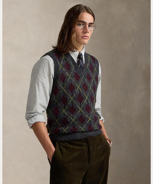 【美品】ポロラルフローレン　アーガイル ウール セーター ベスト　ニットベスト アーガイル ウールカシミヤ セーター ベスト（ベスト）｜POLO RALPH