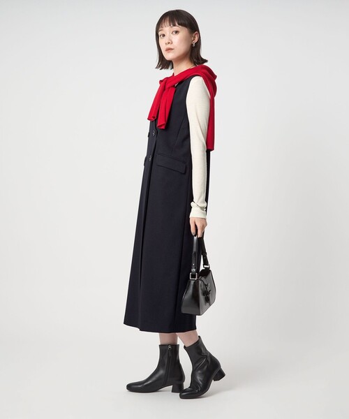 green label relaxing（グリーンレーベルリラクシング）の「［size SHORTあり］ウールライク ジャンパースカート（ジャンパースカート・レディース・その他1/ベージュ/ネイビー・FREE/SHORT）」の9枚目の写真