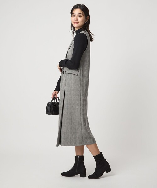 green label relaxing（グリーンレーベルリラクシング）の「［size SHORTあり］ウールライク ジャンパースカート（ジャンパースカート・レディース・その他1/ベージュ/ネイビー・FREE/SHORT）」の12枚目の写真