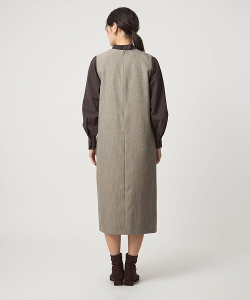 green label relaxing（グリーンレーベルリラクシング）の「［size SHORTあり］ウールライク ジャンパースカート（ジャンパースカート・レディース・その他1/ベージュ/ネイビー・FREE/SHORT）」の15枚目の写真