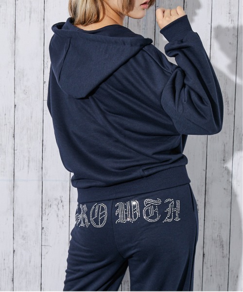 セール】《ラインストーンロゴ×ムラ染め風》レディース ジップ