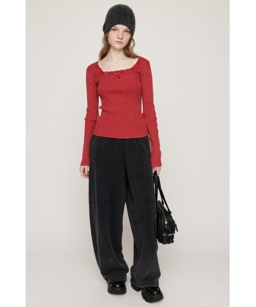 SLY（スライ）の「CURVE C/P SW PT カーブ センタープレス スウェット パンツ 秋服 冬服（スウェットパンツ・レディース・ブラック系その他2/杢グレー・FREE）」の3枚目の写真