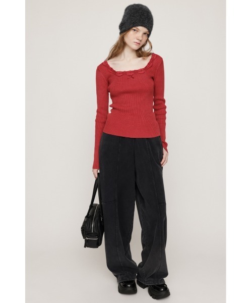 SLY（スライ）の「CURVE C/P SW PT カーブ センタープレス スウェット パンツ 秋服 冬服（スウェットパンツ・レディース・ブラック系その他2/杢グレー・FREE）」の7枚目の写真