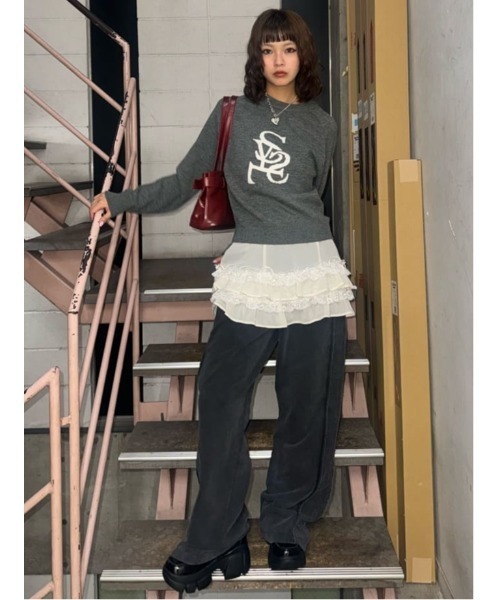 SLY（スライ）の「CURVE C/P SW PT カーブ センタープレス スウェット パンツ 秋服 冬服（スウェットパンツ・レディース・ブラック系その他2/杢グレー・FREE）」の17枚目の写真