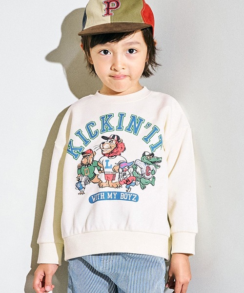 F.O.KIDS（エフオーキッズ）の「F.O.KIDS/エフオーキッズ カラバリグラフィック クルーネックトレーナー キャラクター（スウェット・キッズ・パープル/グレー/オフホワイト/サックスブルー/ピンク/イエロー/グリーン/その他/ラベンダー・140/150/160）」の2枚目の写真