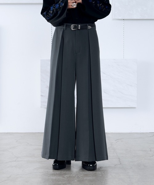 Ellno Loset(エルノロゼット)の「ボックスタックワイドパンツ/SETUP対応(スラックス・メンズ・ブラック/ブルーグレー/パープル・X-SMALL/SMALL/MEDIUM/LARGE)」の3枚目の写真